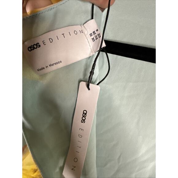 ASOS Satin Volume Blouson Sleeve Floral Dress, Size 6 - Picture 2 of 6